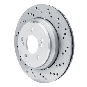 BMW M3 Brake Rotor (1) - Rear Right - R1 Concepts - Hi-Carbon Alloy GEOMET Coated Rotor - Drilled - `06-`08